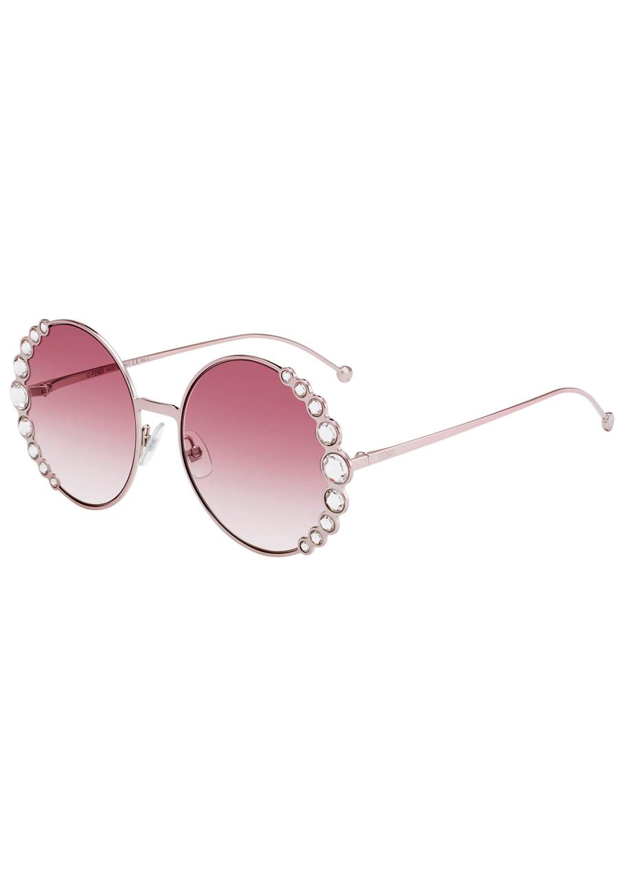 Fendi -0343 Pink round logo metal Sunglasses Sunglasses Fendi Pink in Metal - 25767209 main image 4