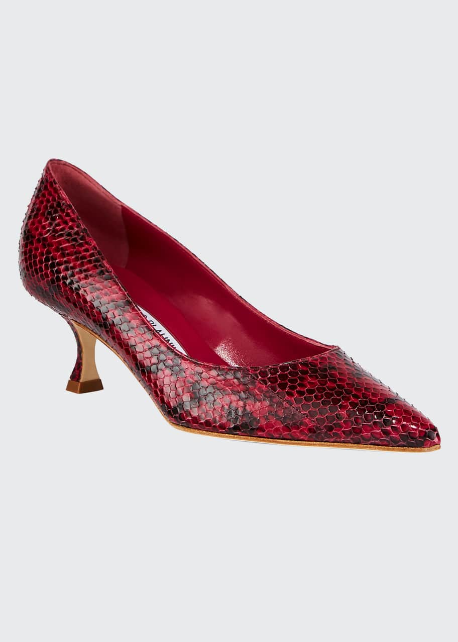 Manolo Blahnik Srila Snakeskin KittenHeel Pumps Bergdorf Goodman
