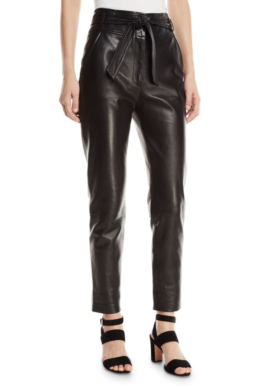 Veronica Beard Faxon Leather Tie-Waist Pants - Bergdorf Goodman