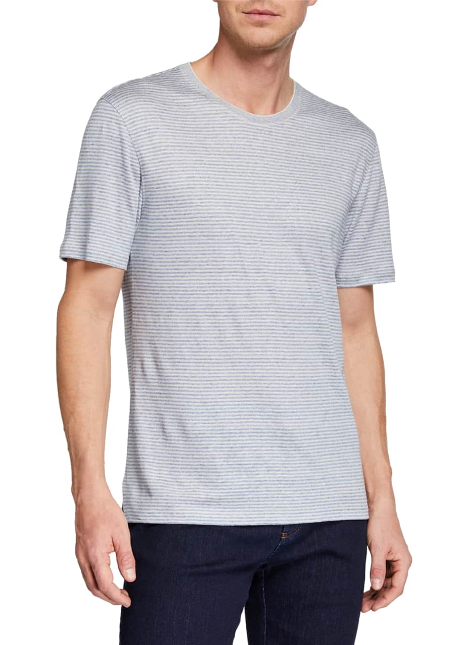 Ermenegildo Zegna Men's Crewneck Striped Linen T-Shirt - Bergdorf Goodman