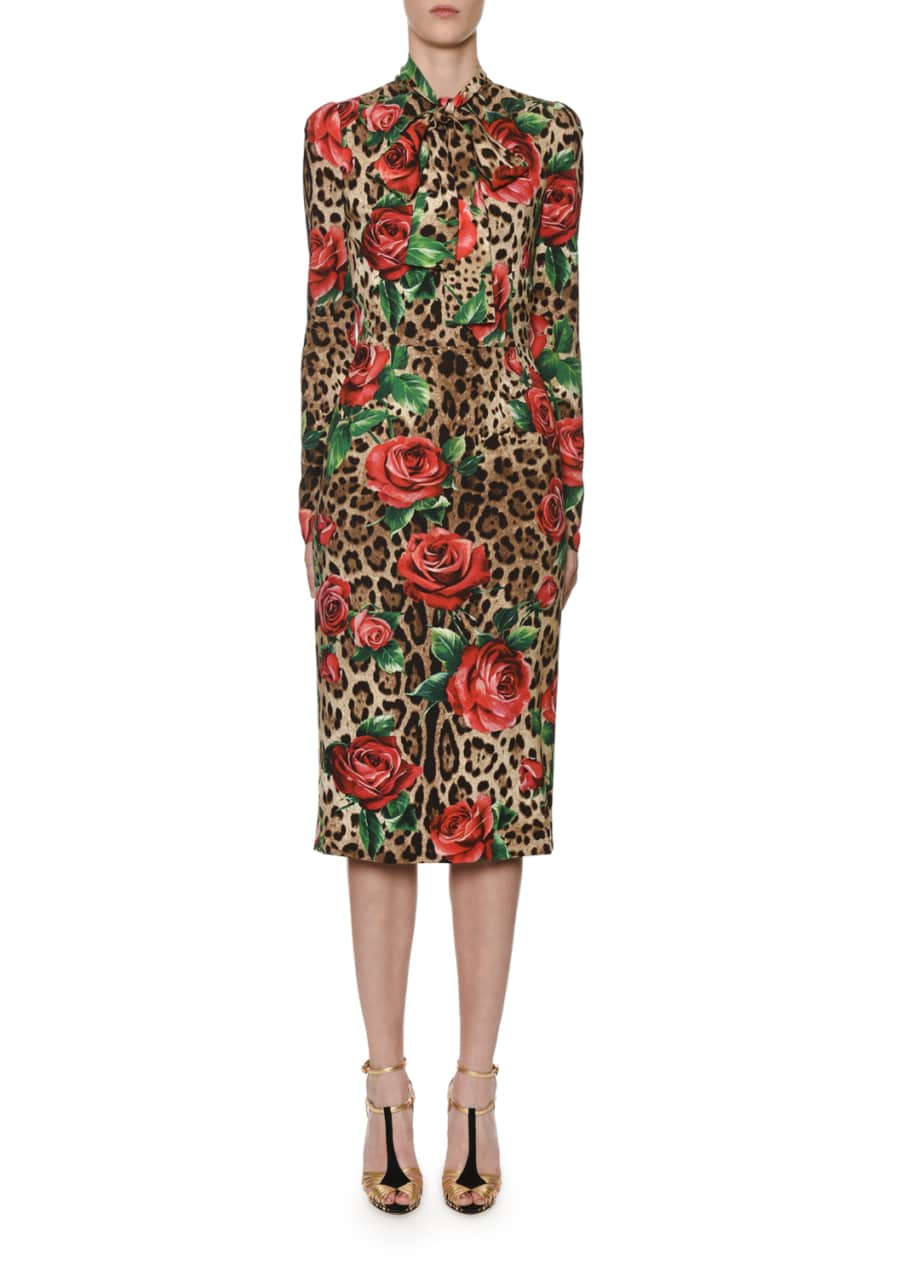 Dolce and gabbana hotsell leopard and rose dress