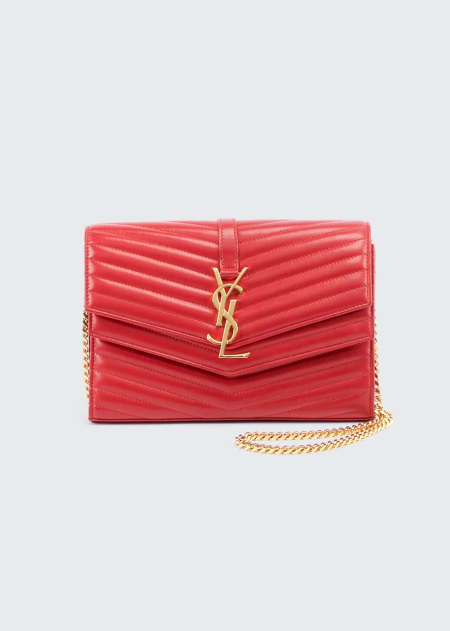 Sulpice double flap crossbody wallet on a chain clearance