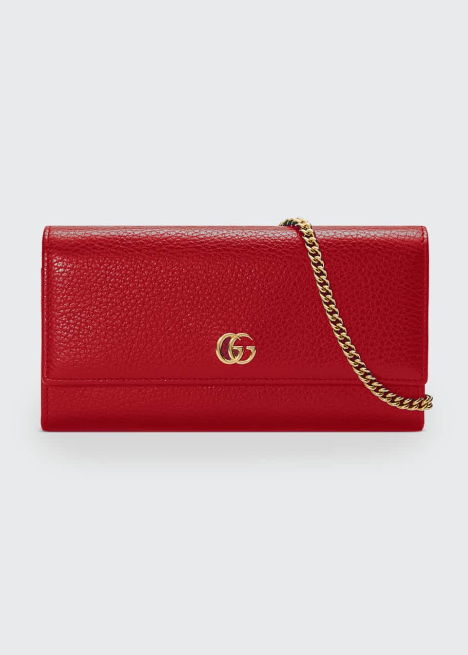 Image 1 of 1: GG Marmont Leather Flap Wallet on a Chain