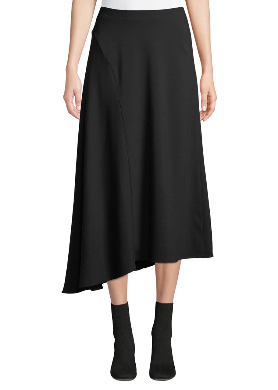 Image 1 of 1: Asymmetric Seamed Midi Skirt