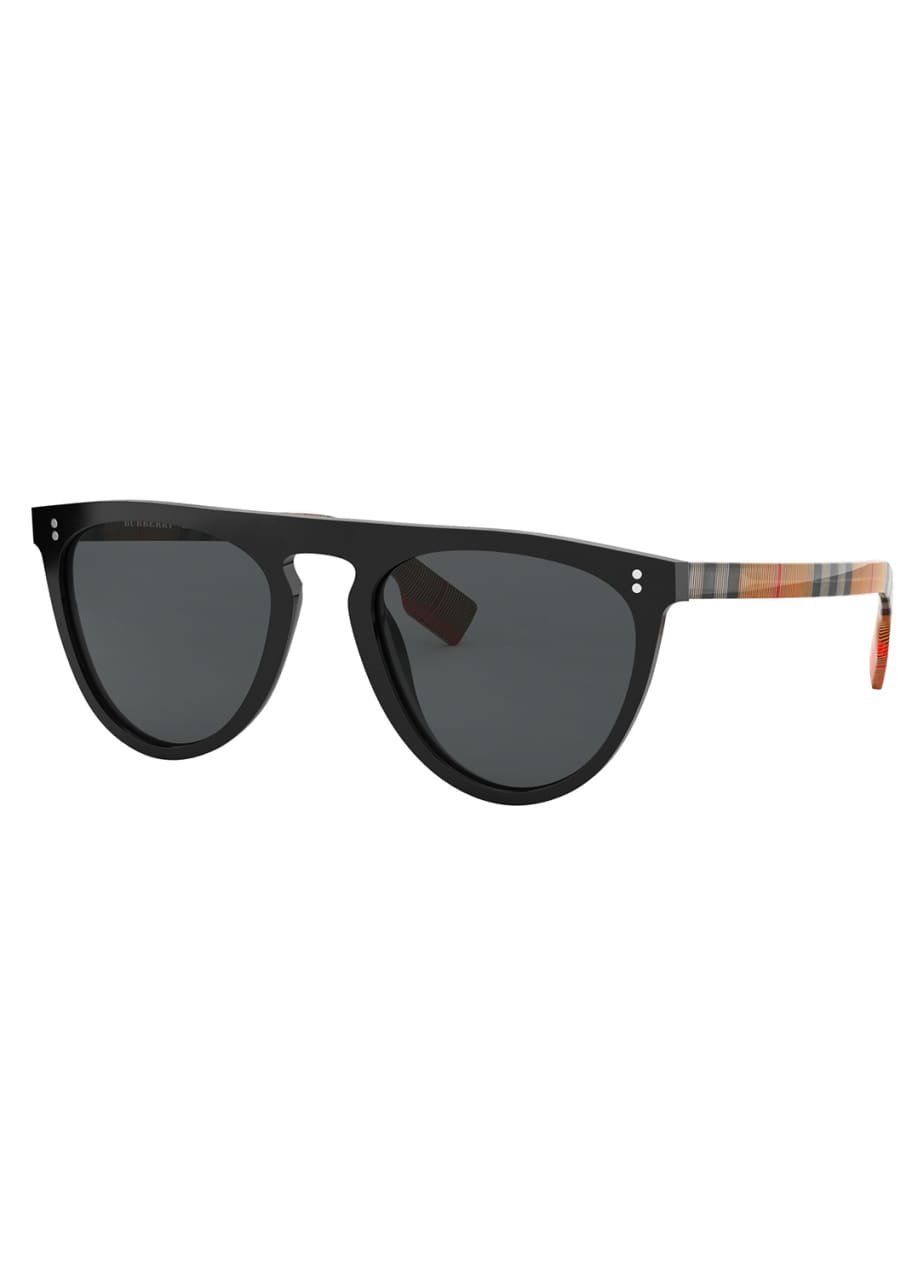 Flattop Acetate Check Arms Aviator Sunglasses