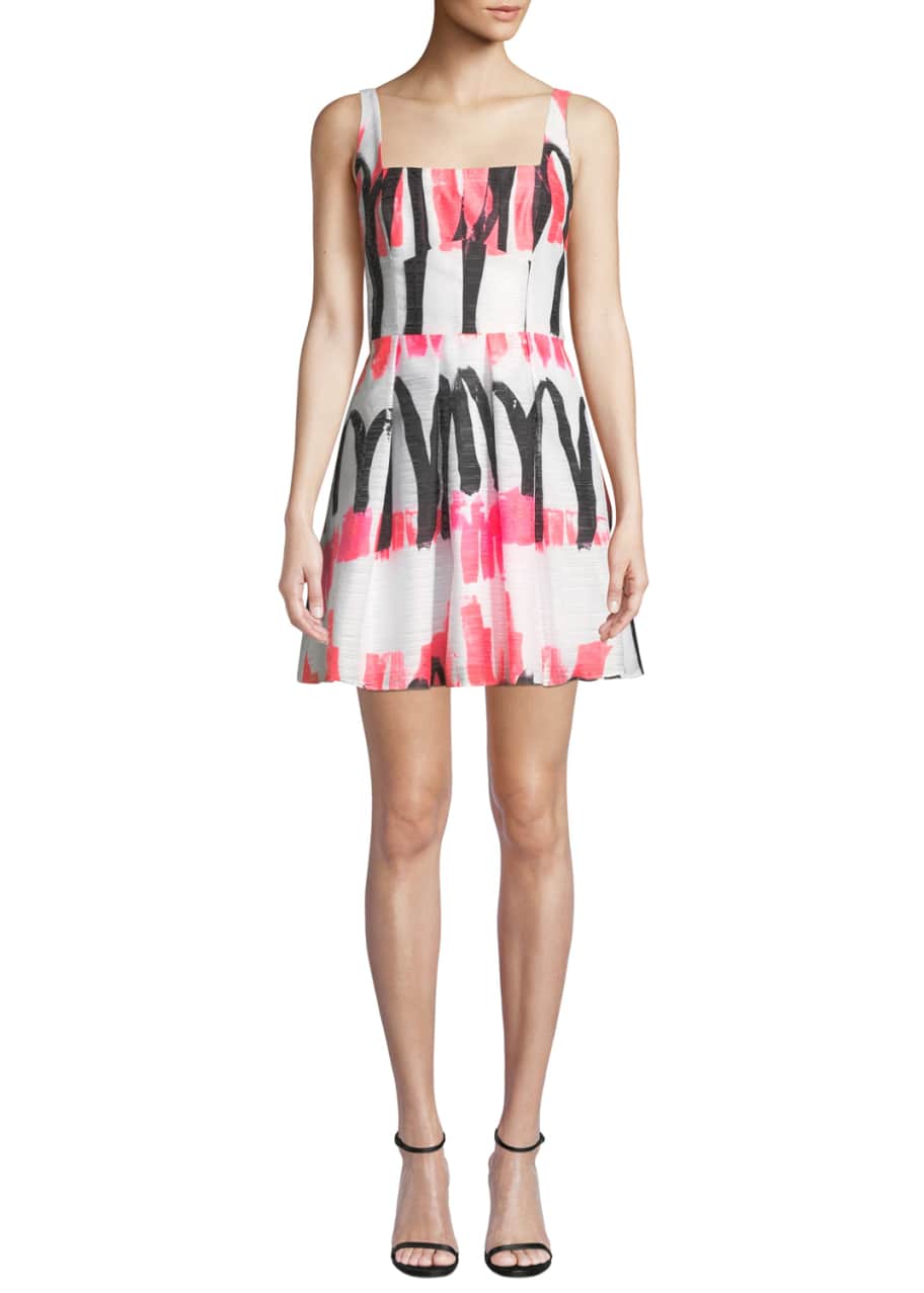 Camila Modern Scribble Print Fit Flare Dress