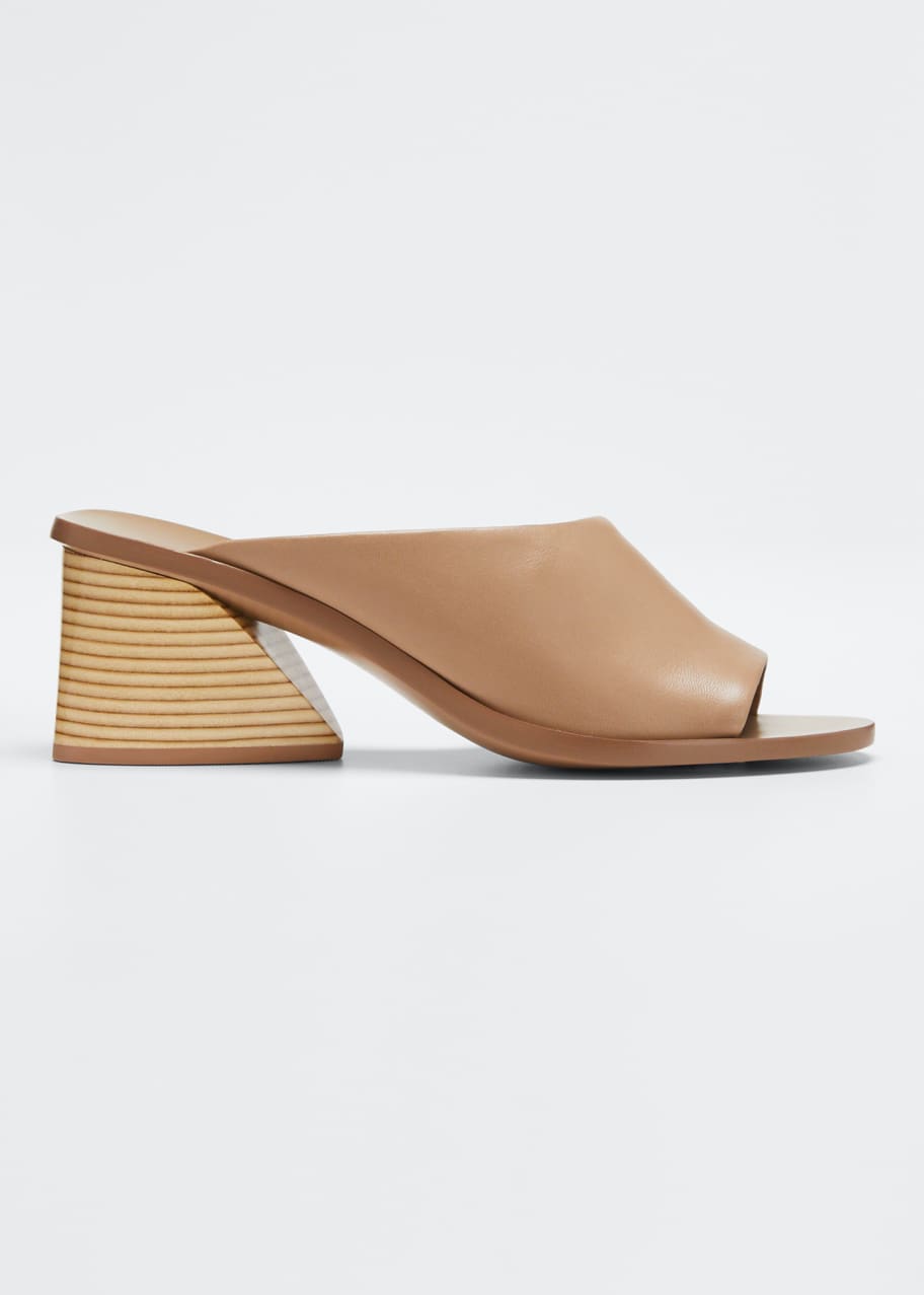 Image 1 of 1: Izar Leather Low-Heel Architectural Slide Sandals