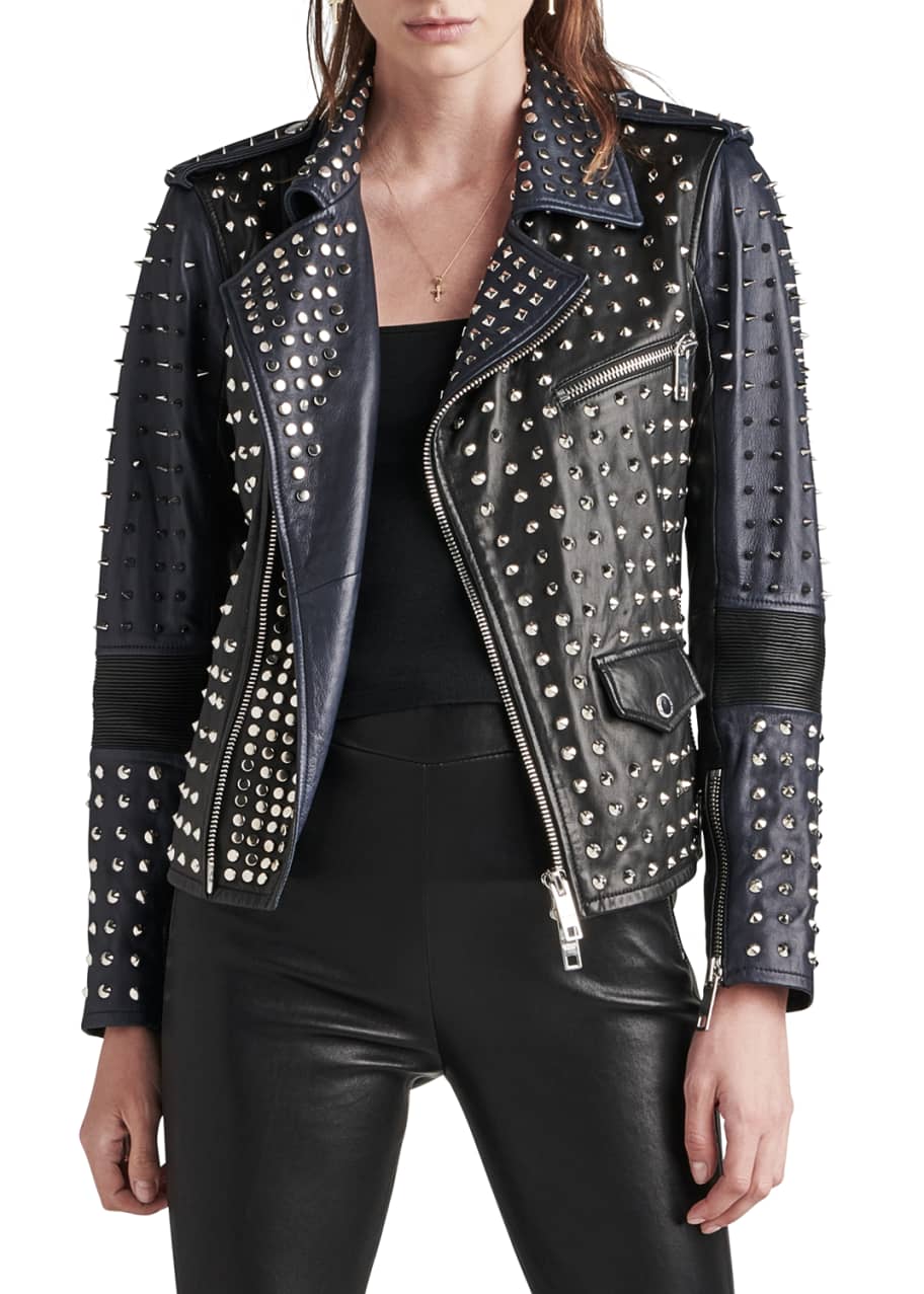 Hudson Studded Leather Biker Jacket - Bergdorf Goodman