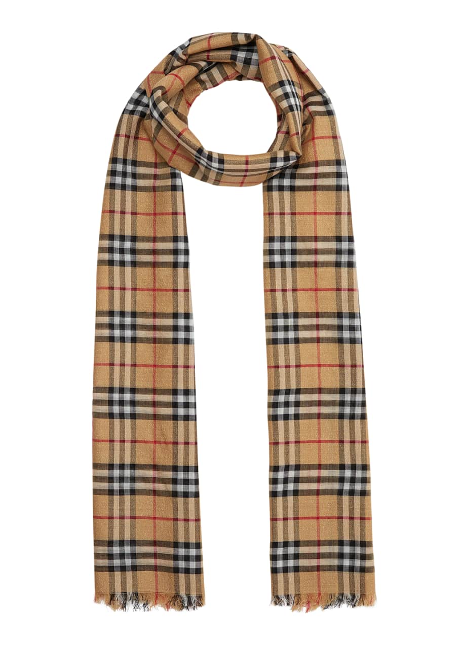 Burberry Metallic Vintage Check Gauze Scarf Bergdorf Goodman