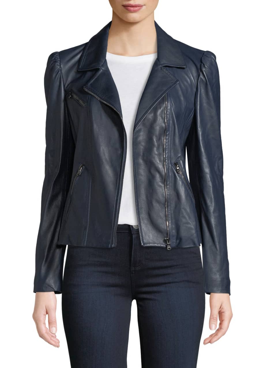 Rebecca Taylor Puff Sleeve Leather Biker Jacket Bergdorf Goodman