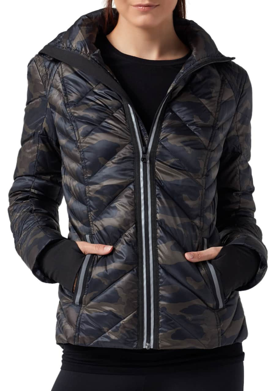 Reflective Camo Print Puffer Jacket