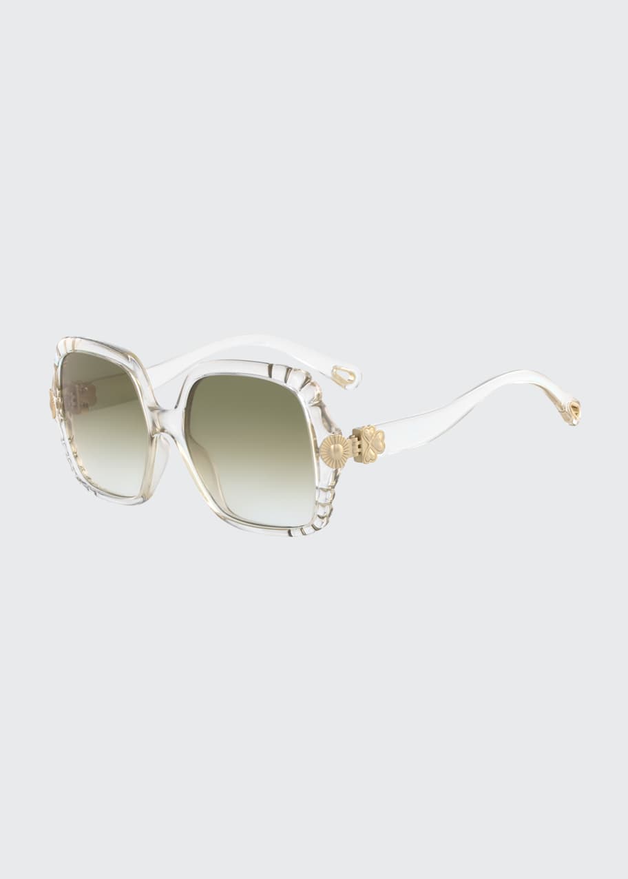 Image 1 of 1: Vera Scalloped Square Plastic Sunglasses
