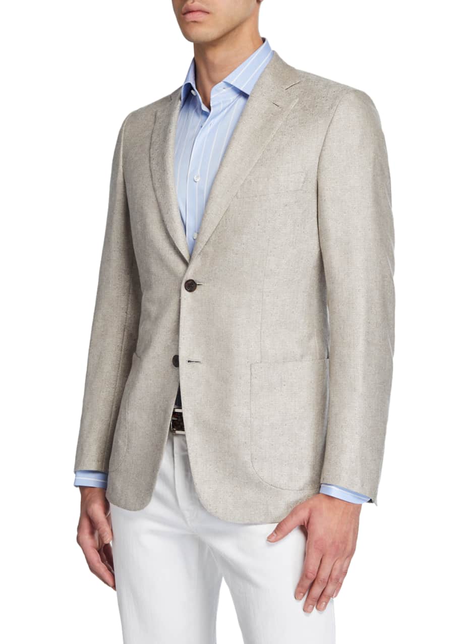 Image 1 of 1: Men's Solid Cashmere-Silk Two-Button Jacket
