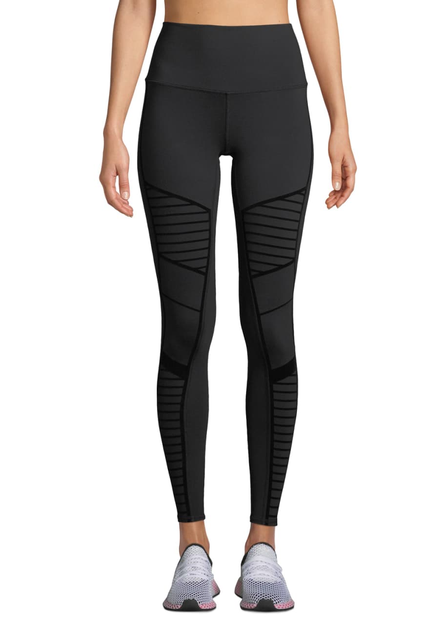 Alo Yoga Flocked High-Waist Moto Leggings - Bergdorf Goodman