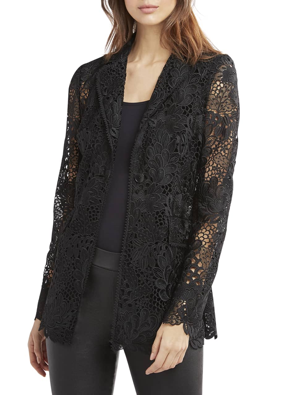 Elie Tahari Wendy One-Button Front Lace Jacket - Bergdorf Goodman