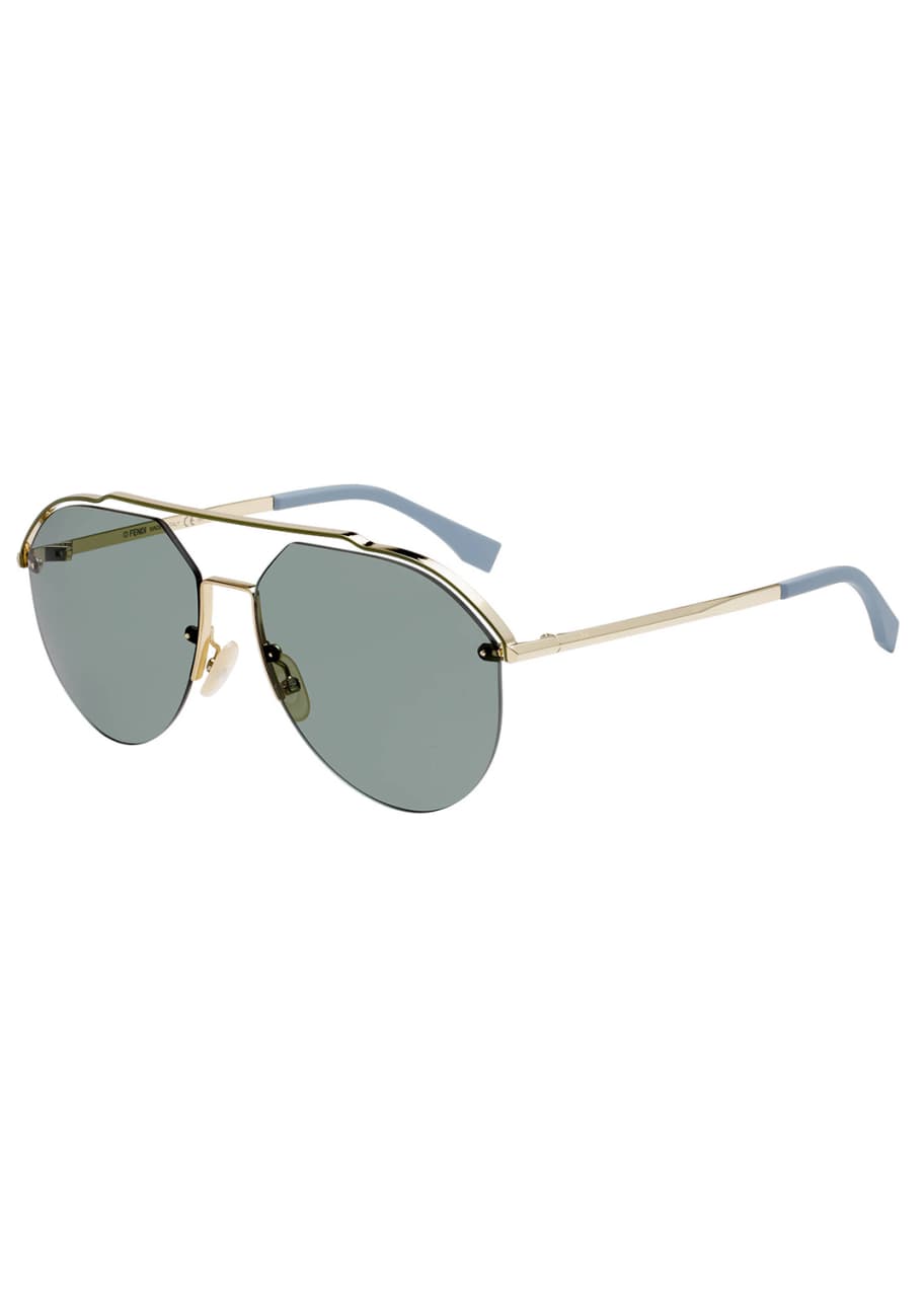 Image 1 of 1: Men's Half-Rim Aviator Sunglasses