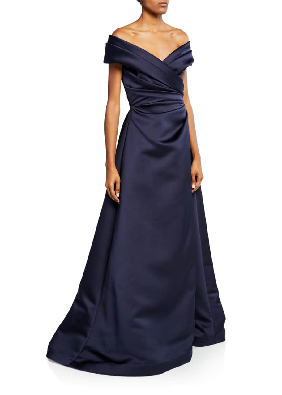 Image 1 of 1: Off-the-Shoulder Satin Gown