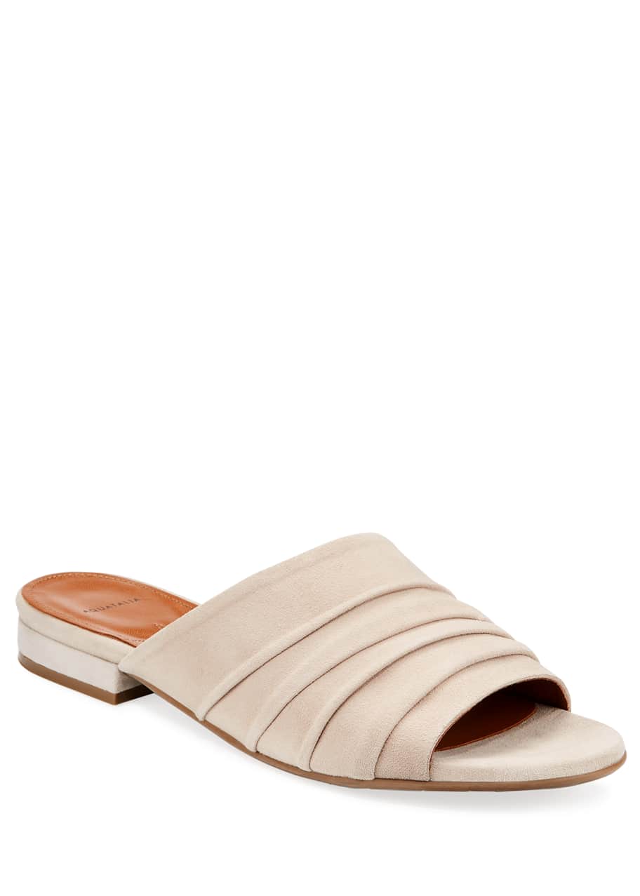 Aquatalia Tiana Ruched Suede Slide Sandals - Bergdorf Goodman