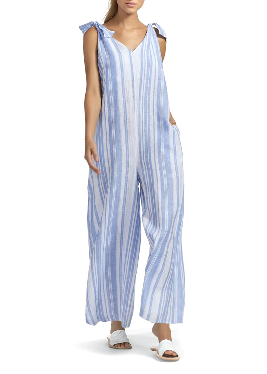 Vitamin A Marina Linen Wide-Leg Coverup Jumpsuit - Bergdorf Goodman