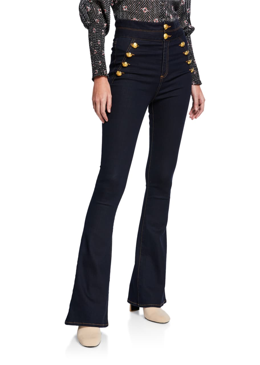 Dalida High Rise Skinny Flare Jeans