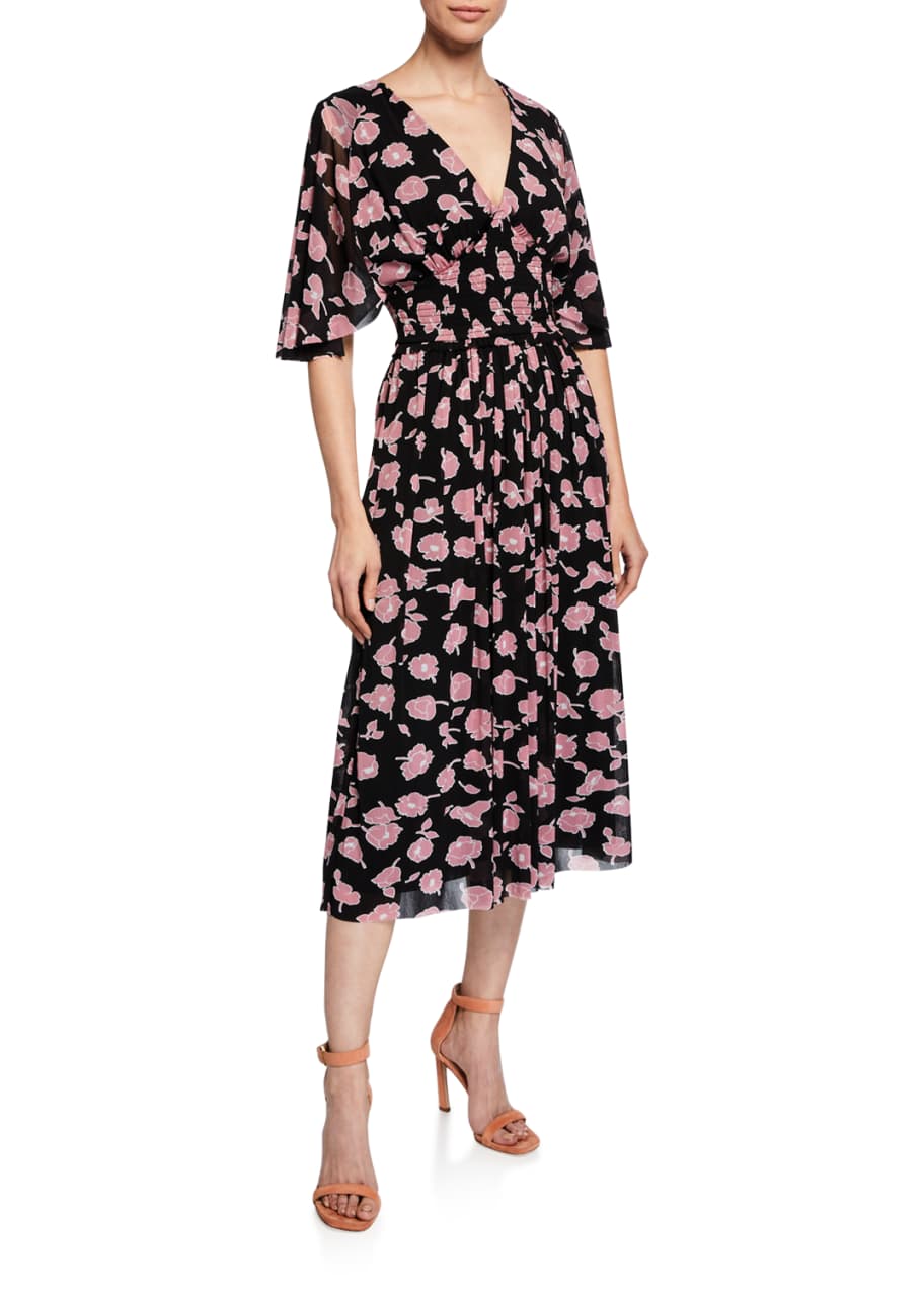 Diane von Furstenberg Nala Floral Flutter Sleeve Midi Dress