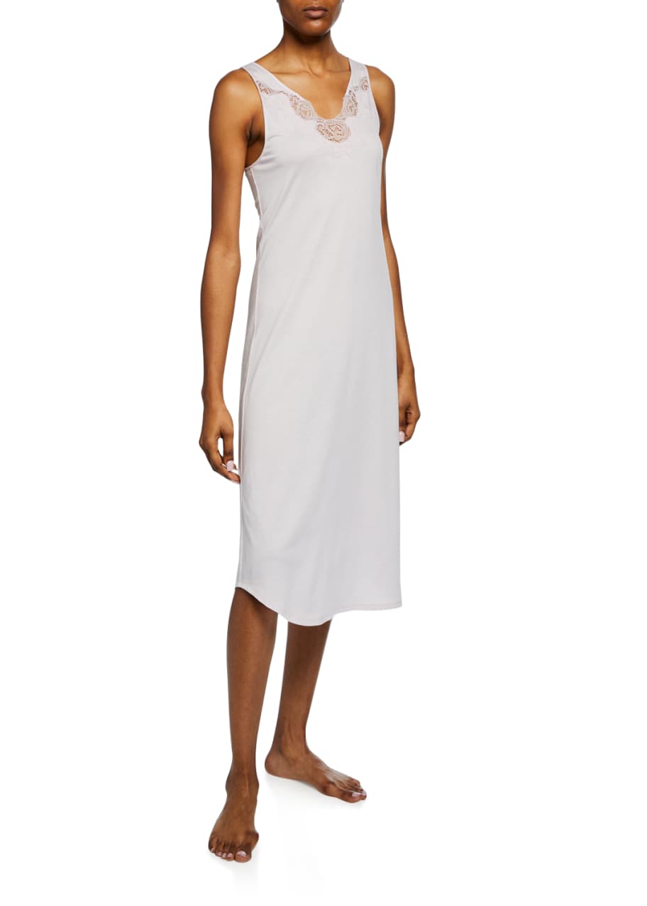 Image 1 of 1: Fleur Floral-Embroidered Tank Nightgown