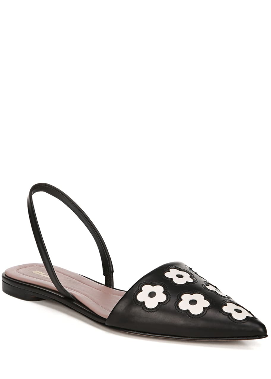 Koko Floral Leather Slingback Flats