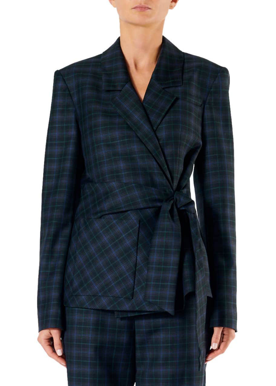 Tibi marvel 2025 plaid wrap jacket