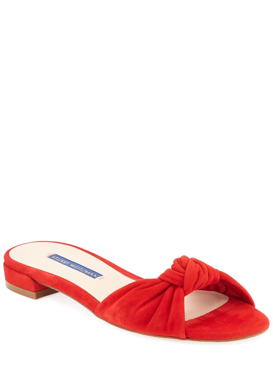 Stuart Weitzman Kelli Suede Knot Slide Sandals Bergdorf Goodman