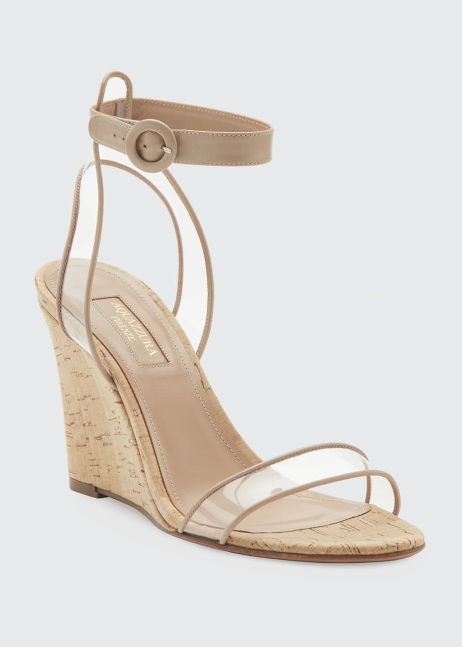 Aquazzura Minimalist Sandal Wedges w/ Illusion Straps - Bergdorf Goodman