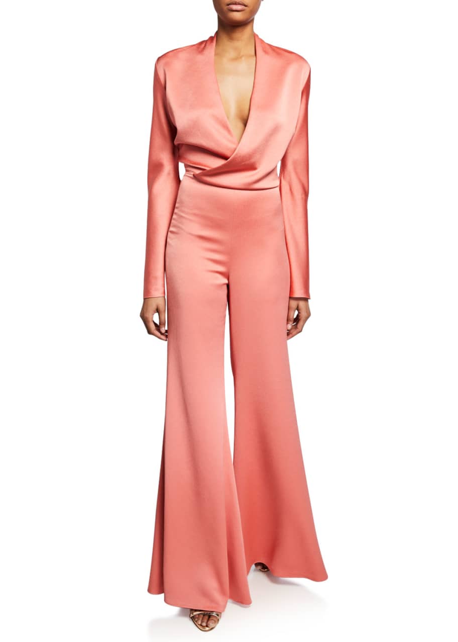 Alexis raine flared satin jumpsuit hotsell