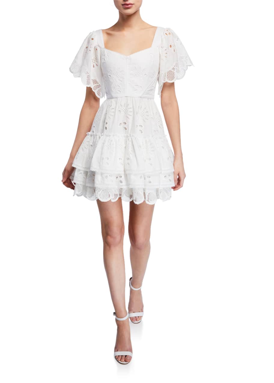 Afonsa Broderie Anglaise Tiered Short Dress