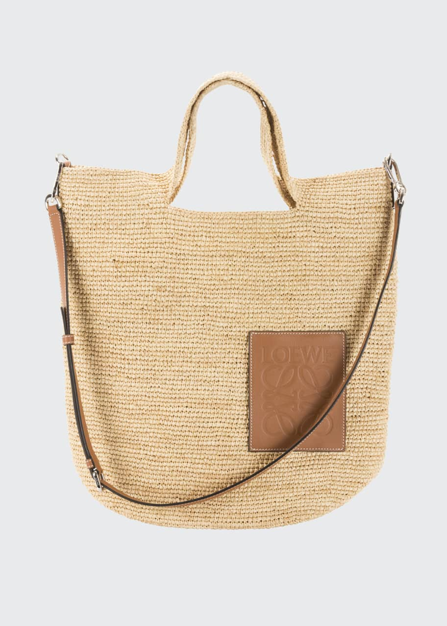 Loewe x Paula's Ibiza Slit Raffia and Calf Shoulder Bag