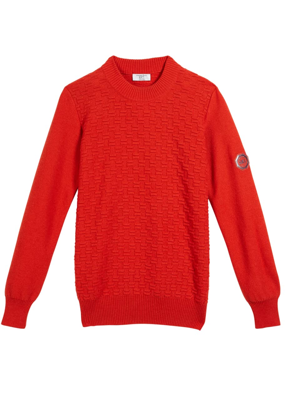 Image 1 of 1: Boys' Textured Knit Cashmere Sweater, Size 12
