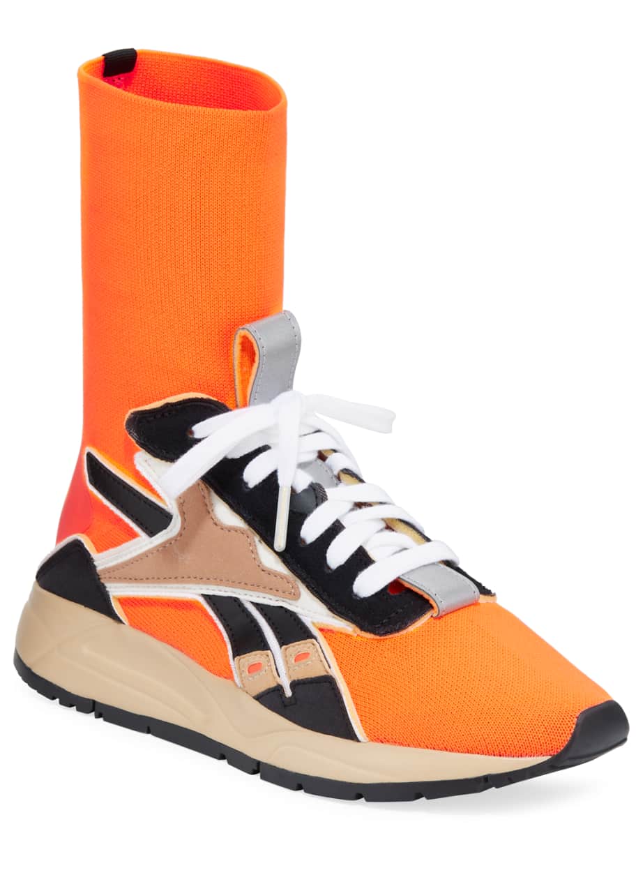 Reebok by Victoria Beckham Bolton Stretch Knit Sock Sneakers Orange Bergdorf Goodman