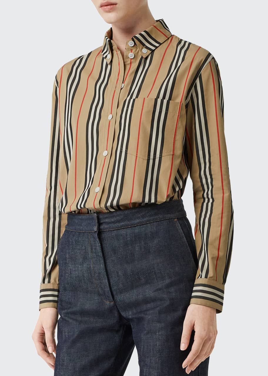 Burberry Guan Long-Sleeve Striped Shirt - Bergdorf Goodman