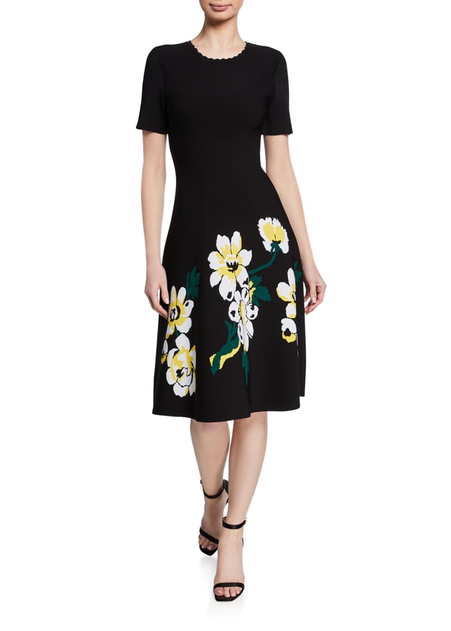 Carolina Herrera Magnolia Short-Sleeve Knit Dress - Bergdorf Goodman