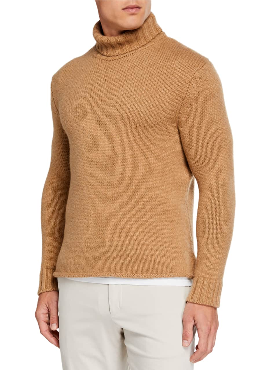 Men's camel turtleneck sweater hot sale