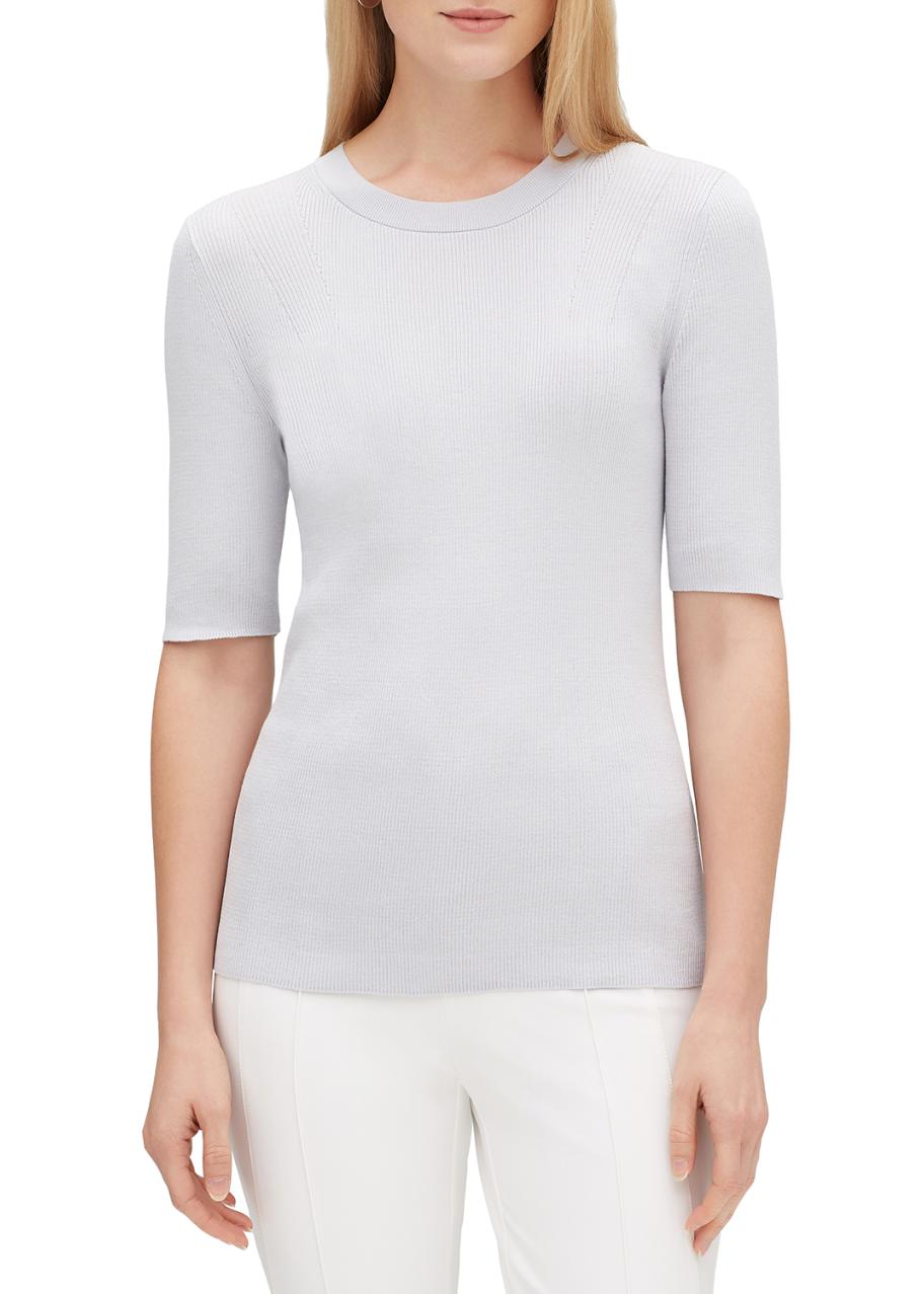 Lafayette 148 New York Elbow-Sleeve Skinny Rib Sweater - Bergdorf Goodman