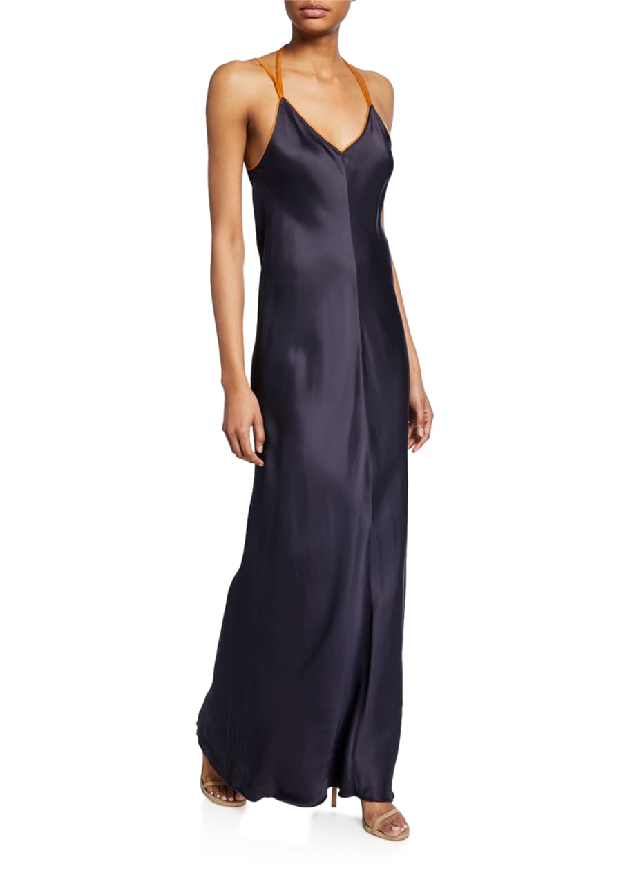 Helmut Lang Rubberband V Neck Satin Slip Dress Bergdorf Goodman