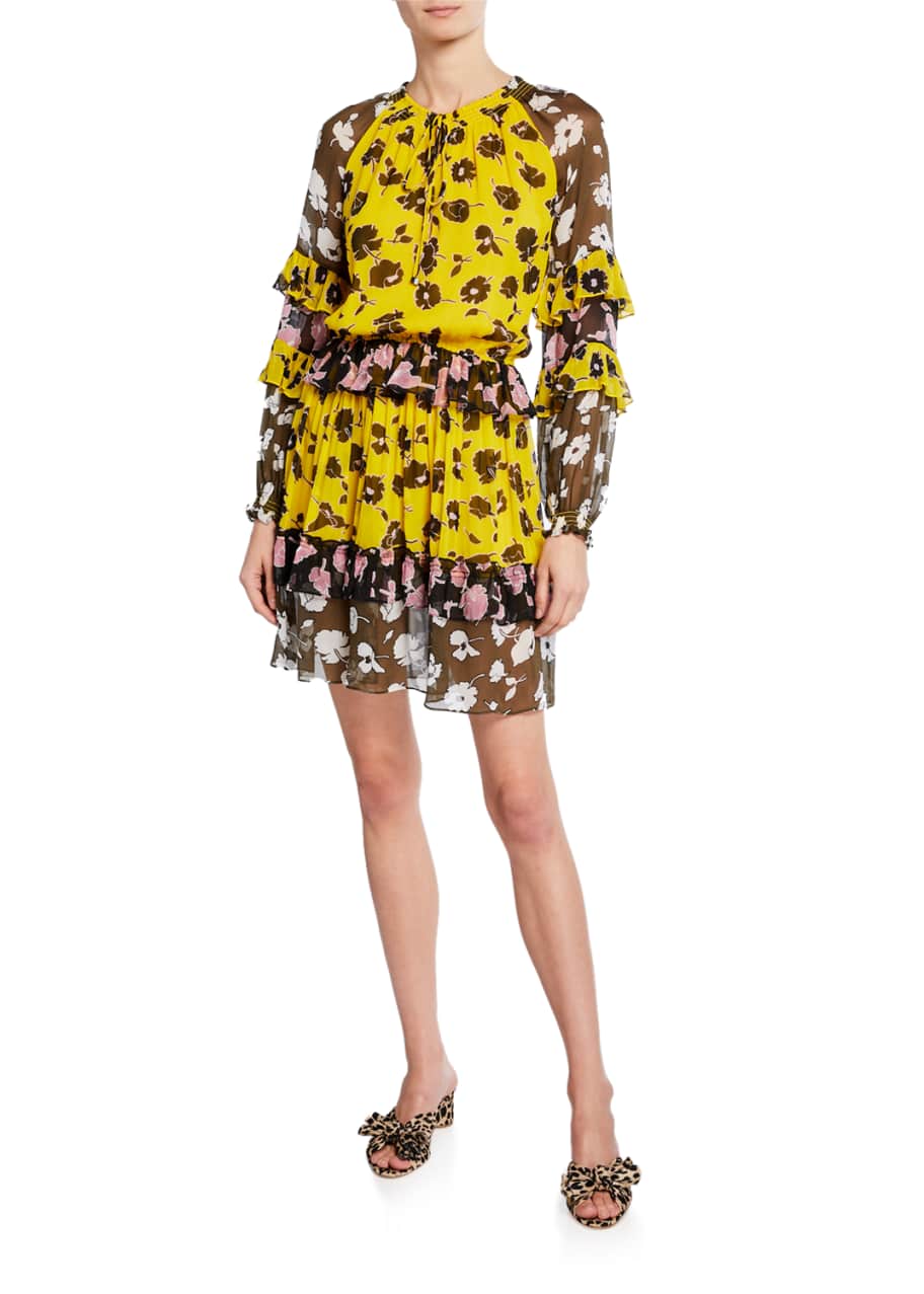 Diane von Furstenberg Haven Printed Silk Drop Waist Dress Bergdorf Goodman
