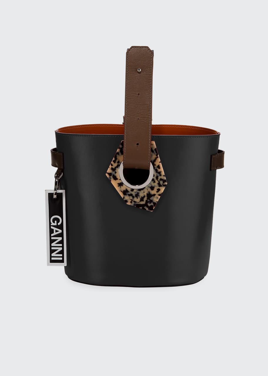 Image 1 of 1: Leather Open Bucket Bag