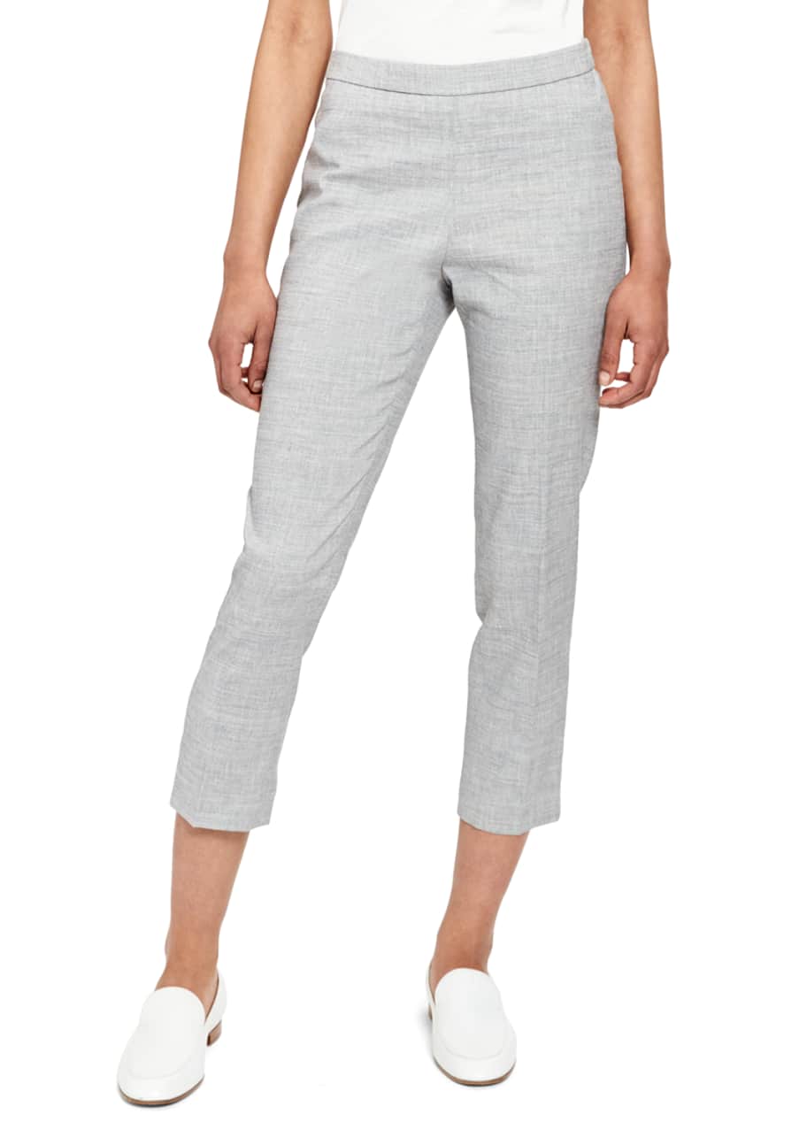 Image 1 of 1: Cropped Linen Basic Pull-On Pants