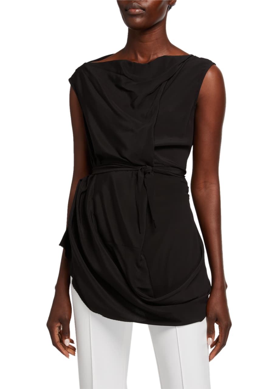 Image 1 of 1: Cocoon Crepe Boat-Neck Tank Top