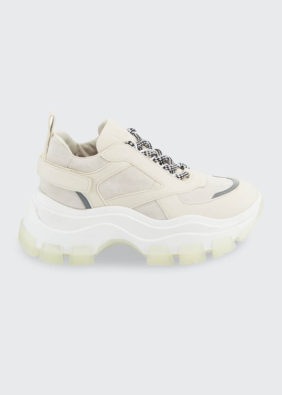 Image 1 of 1: Suede Lace-Up Chunky Platform Sneakers