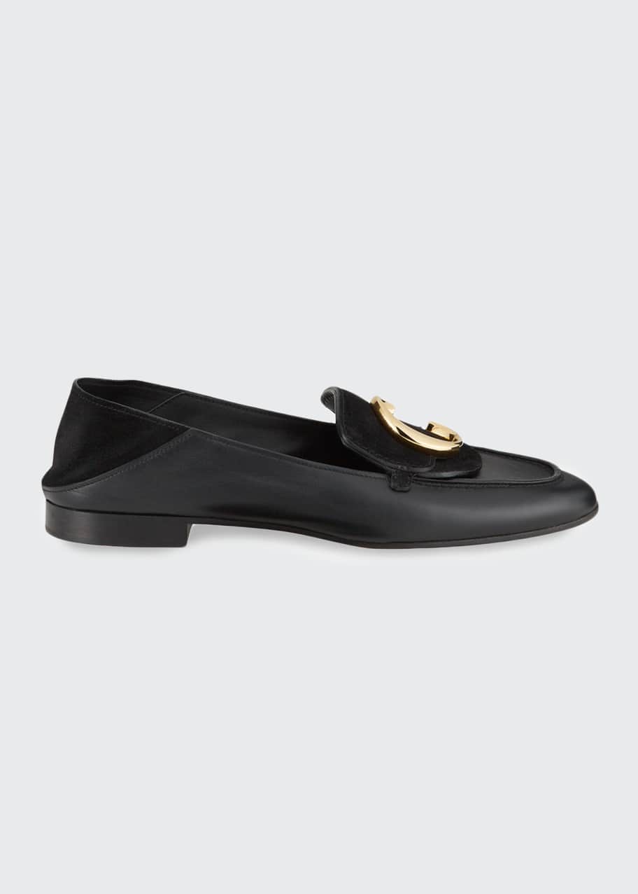 Chloe C Flat Leather Logo Fold Down Loafers Bergdorf Goodman