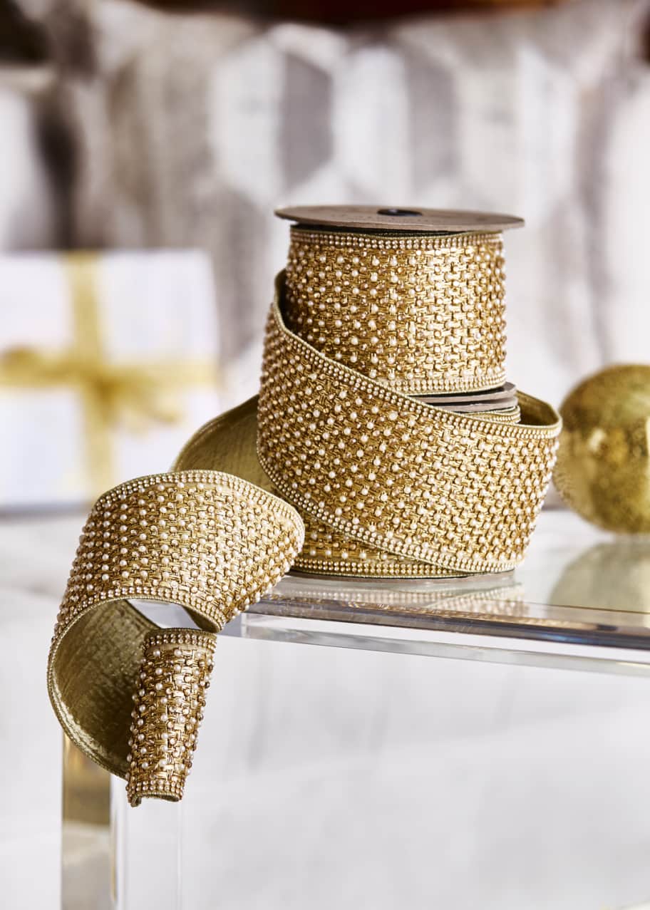 D. Stevens Metallic Ribbon with Jewels and Pearly Beads - Bergdorf Goodman