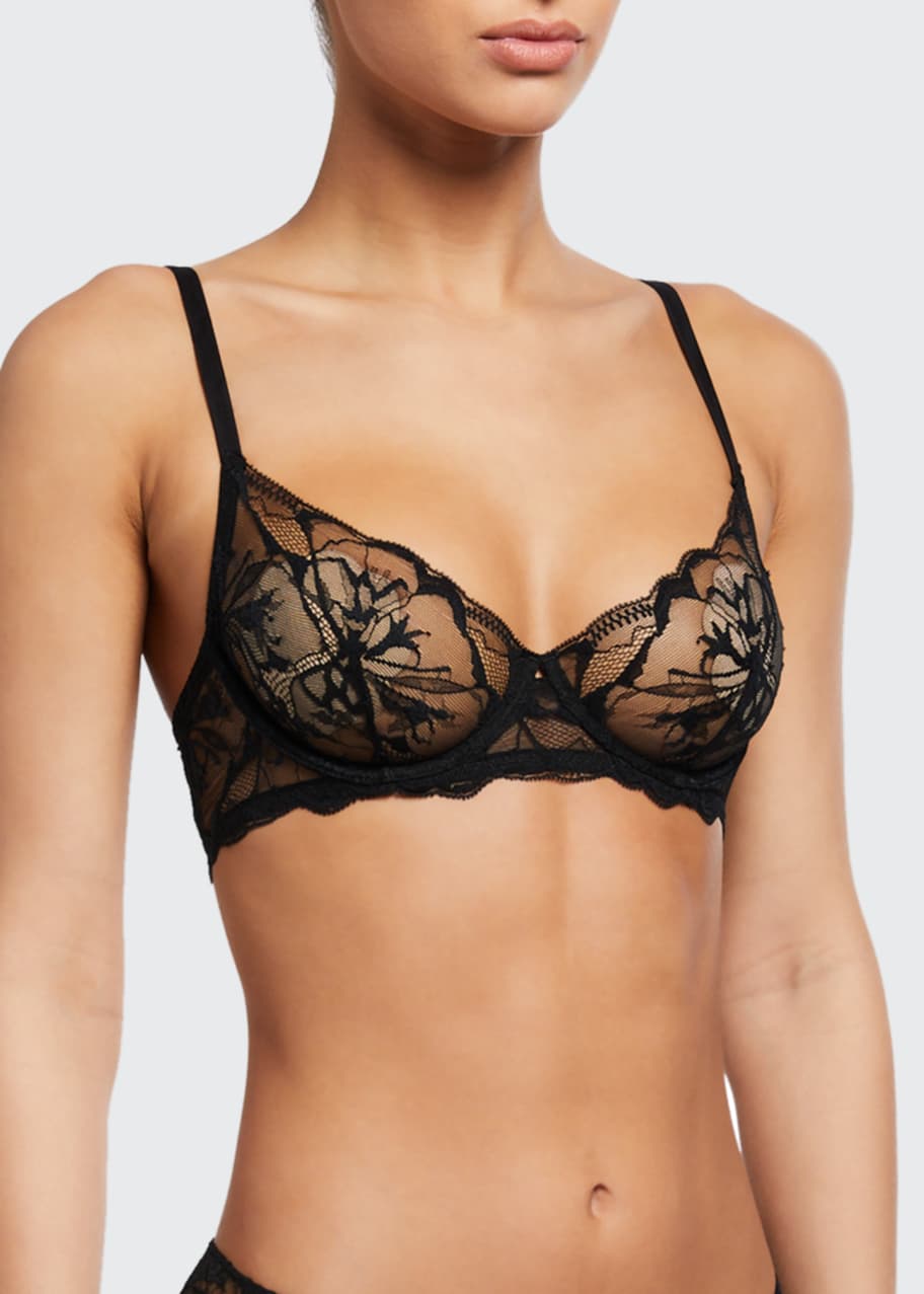 Image 1 of 1: Floral-Lace Underwire Bra
