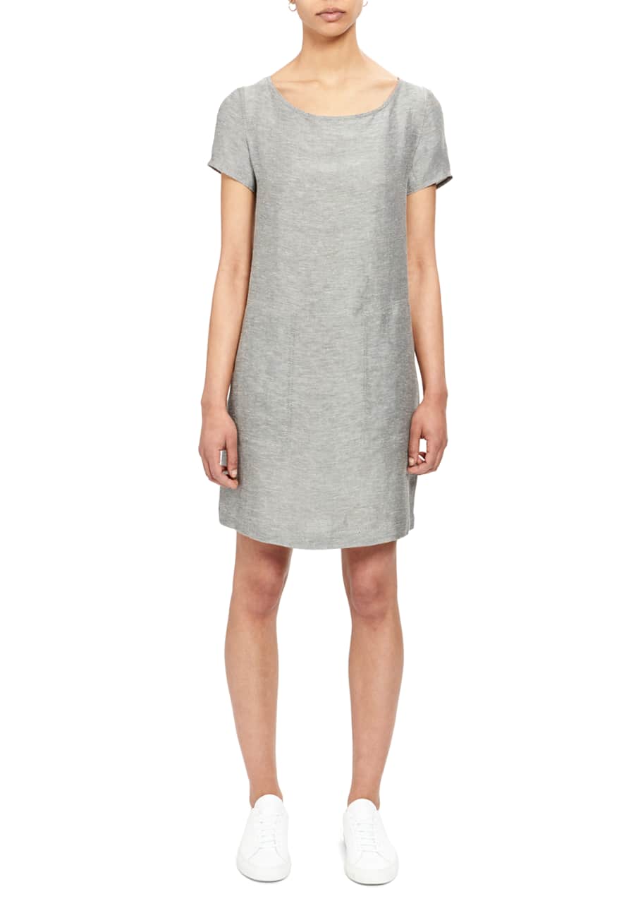 knee length dresses for ladies Linen Midi Dress, Belted, Sleeveless - Handmade Summer Clothing