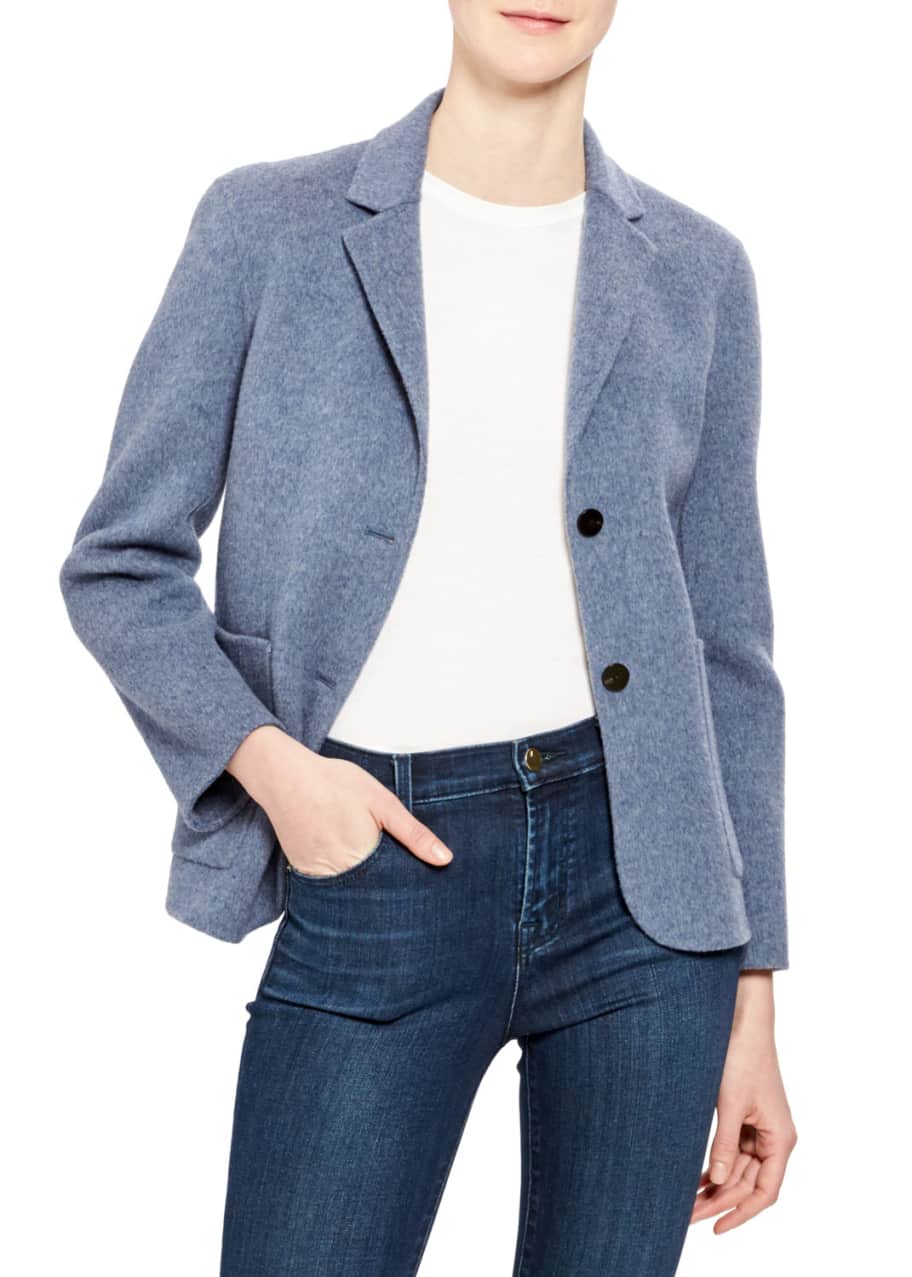 Theory Wool Cashmere Shrunken Double Face Two Button Jacket